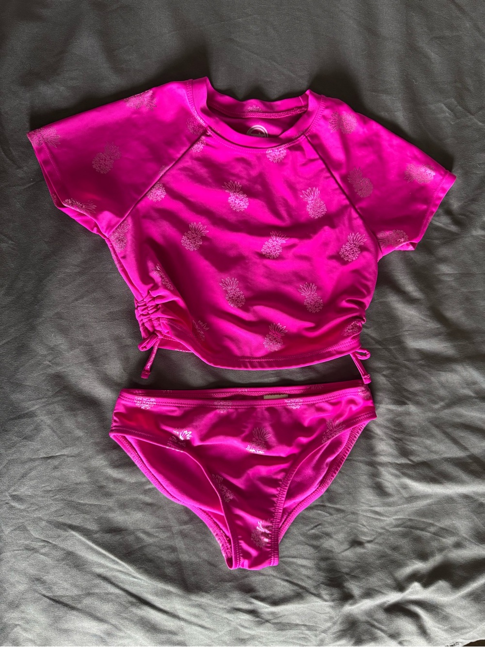 wonder nation Hot Pink Pineapple Swim Set w/ Rash Guard Top & Bikini Bottoms.